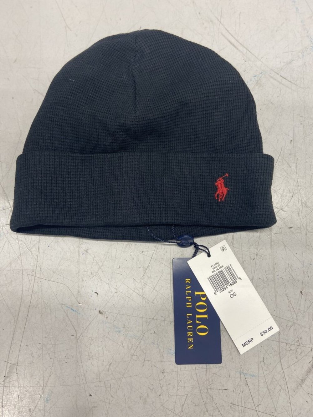 Polo Ralph Lauren Mens Thermal Cuffed Beanie One Size Black Embroidered Logo